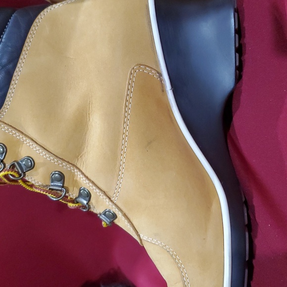 Timberland tan full lace wedge heel squared toe nubuck suede boots - Picture 6 of 10